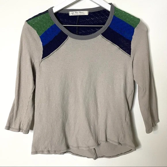 We The Free In Rainbows Crotchet Cotton Knit Top, Size L. - Picture 3 of 7